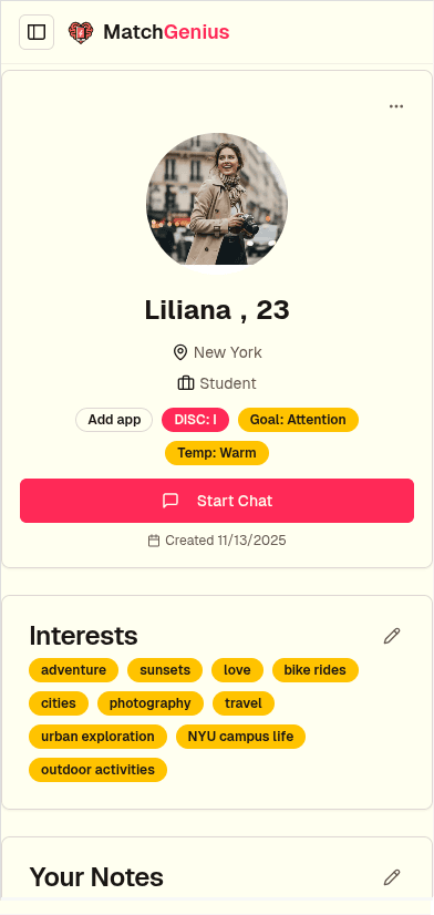 Profile Analyzer app view
